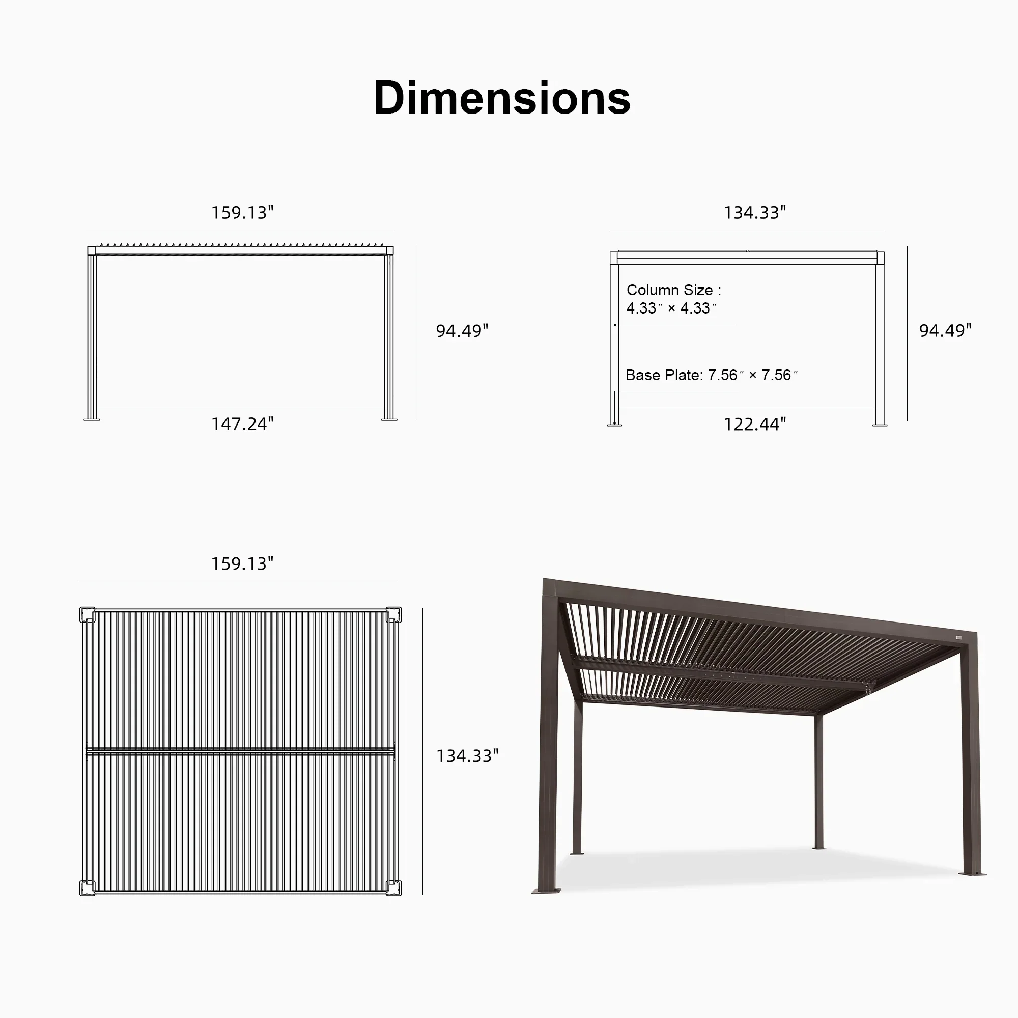 PURPLE LEAF Athena Louvered Pergola Outdoor Aluminum Pergola with Adjustable Roof for Deck Backyard Garden Hardtop Gazebo - Image 185