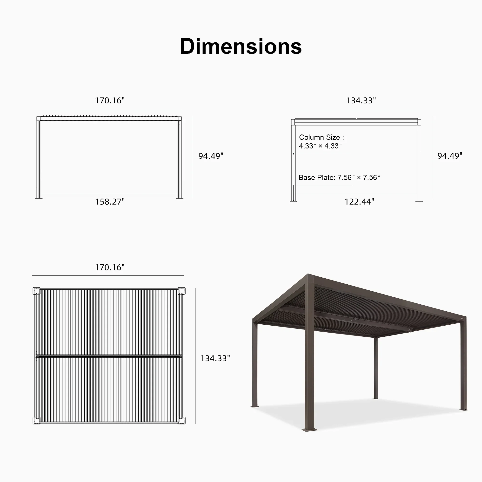 PURPLE LEAF Athena Louvered Pergola Outdoor Aluminum Pergola with Adjustable Roof for Deck Backyard Garden Hardtop Gazebo - Image 188