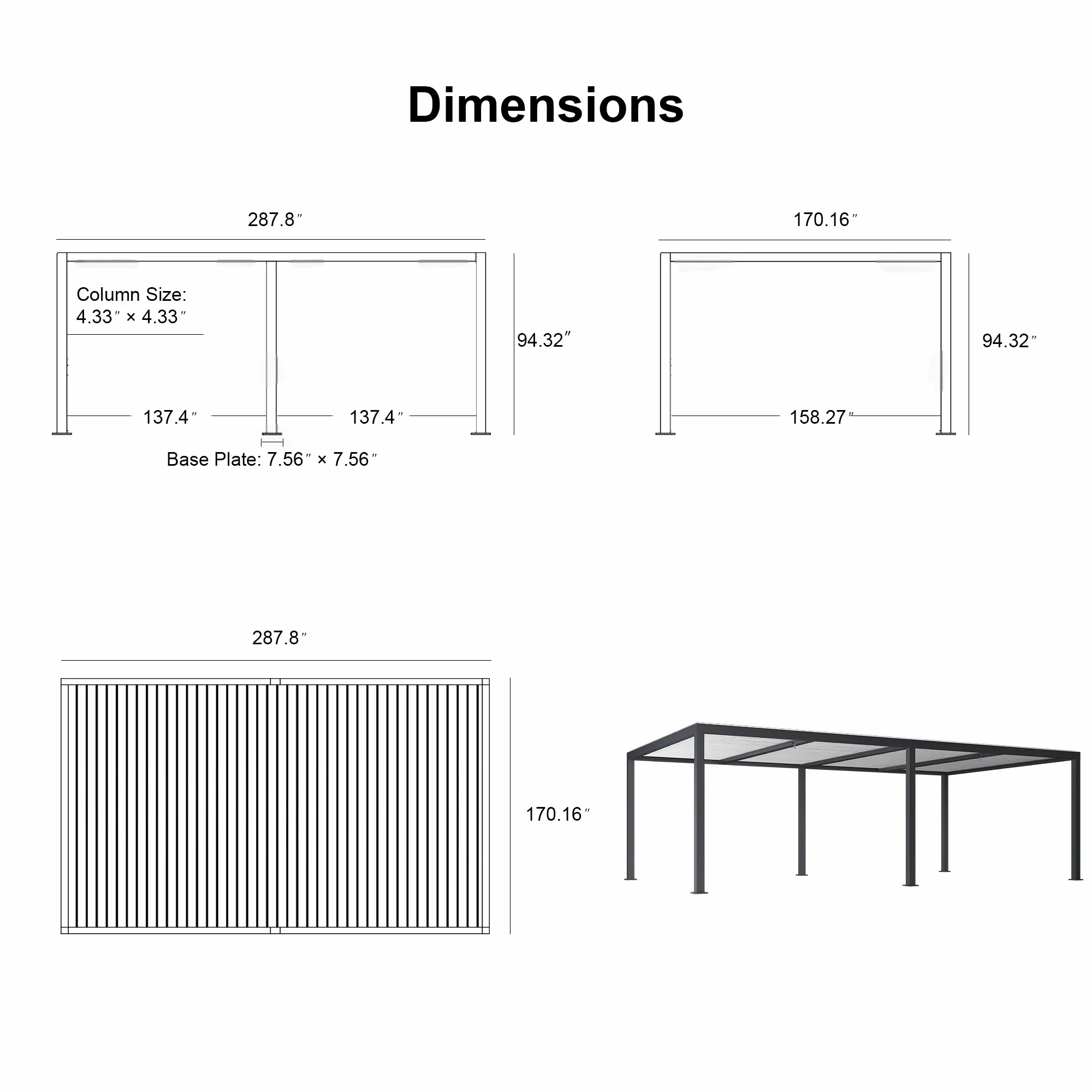 PURPLE LEAF Athena Louvered Pergola Outdoor Aluminum Pergola with Adjustable Roof for Deck Backyard Garden Hardtop Gazebo - Image 193