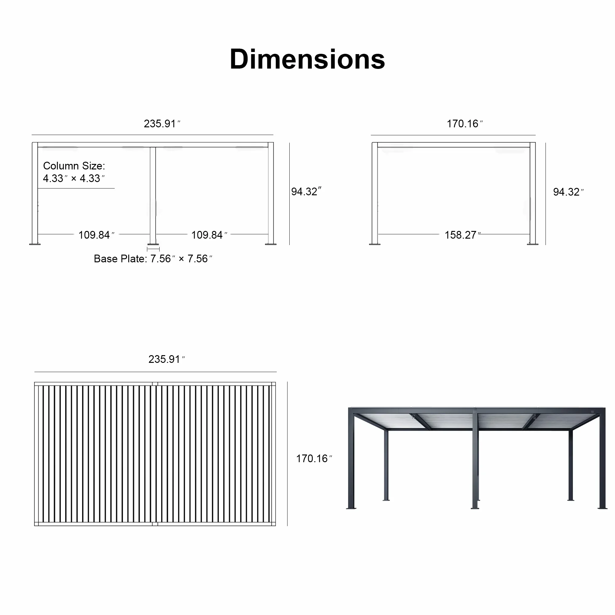 PURPLE LEAF Athena Louvered Pergola Outdoor Aluminum Pergola with Adjustable Roof for Deck Backyard Garden Hardtop Gazebo - Image 194