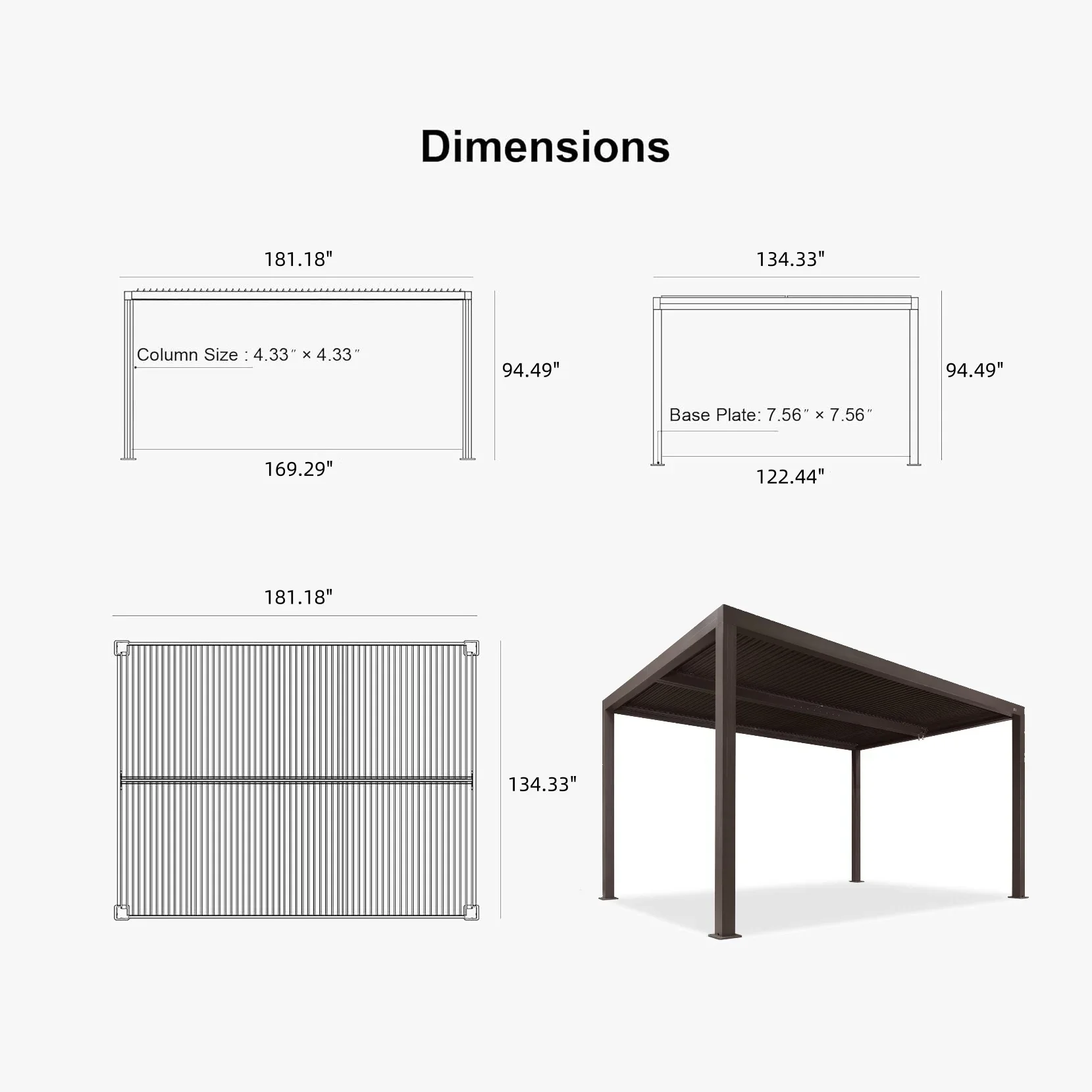 PURPLE LEAF Athena Louvered Pergola Outdoor Aluminum Pergola with Adjustable Roof for Deck Backyard Garden Hardtop Gazebo - Image 197