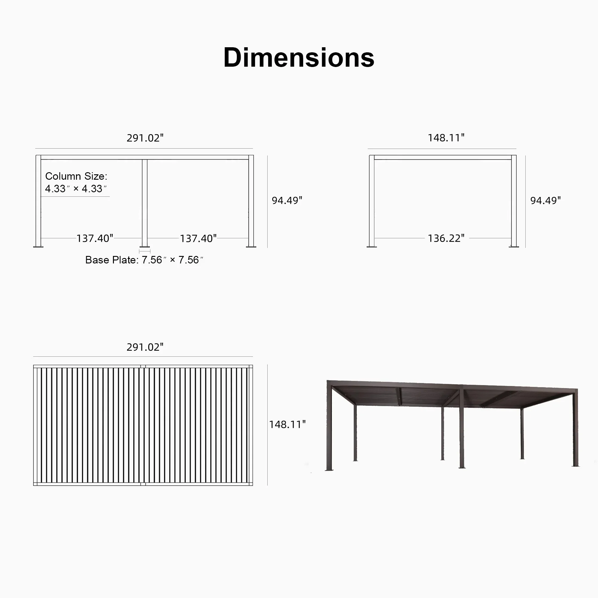PURPLE LEAF Athena Louvered Pergola Outdoor Aluminum Pergola with Adjustable Roof for Deck Backyard Garden Hardtop Gazebo - Image 198