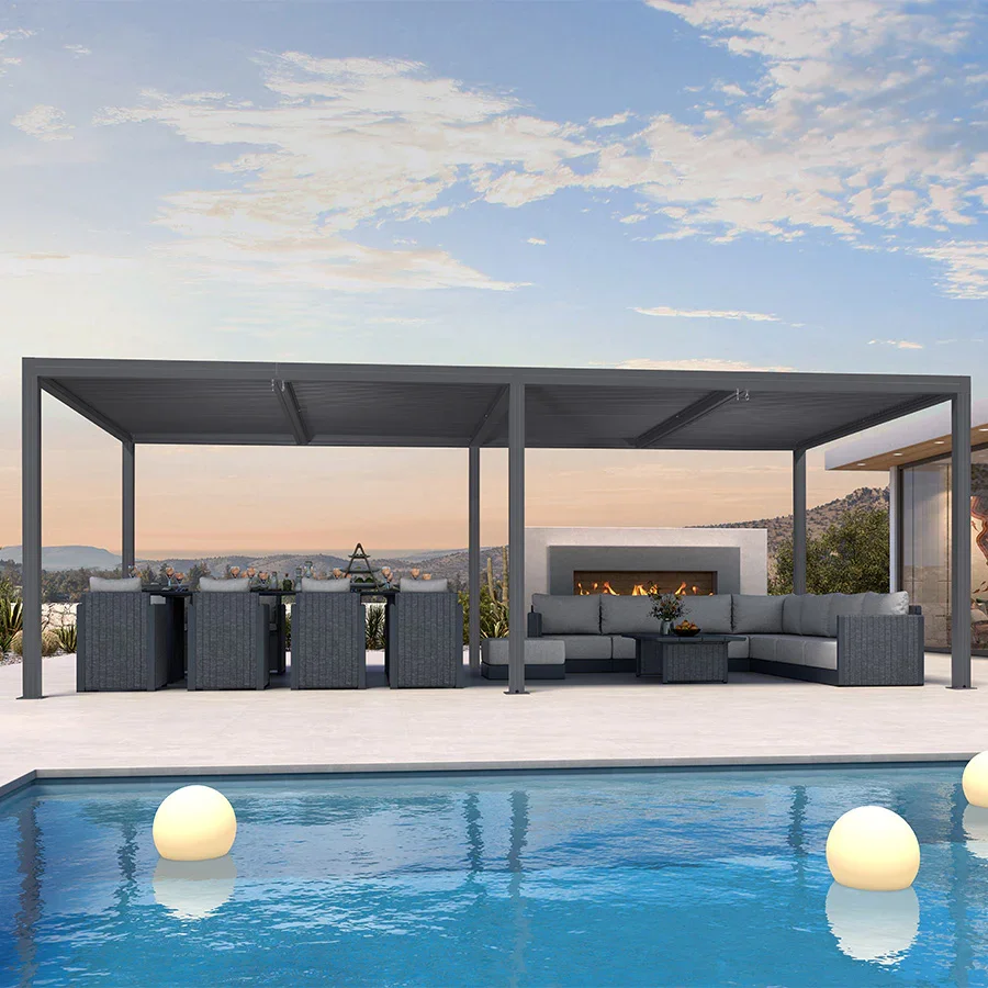 PURPLE LEAF Athena Louvered Pergola Outdoor Aluminum Pergola with Adjustable Roof for Deck Backyard Garden Hardtop Gazebo - Image 208