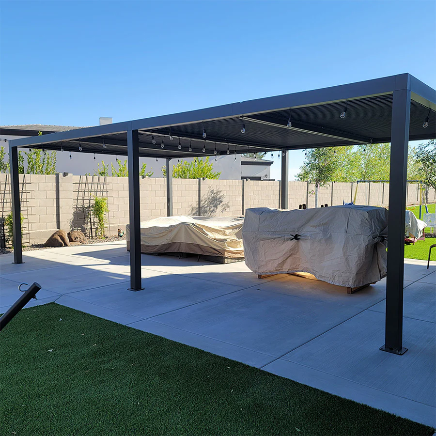 PURPLE LEAF Athena Louvered Pergola Outdoor Aluminum Pergola with Adjustable Roof for Deck Backyard Garden Hardtop Gazebo - Image 211