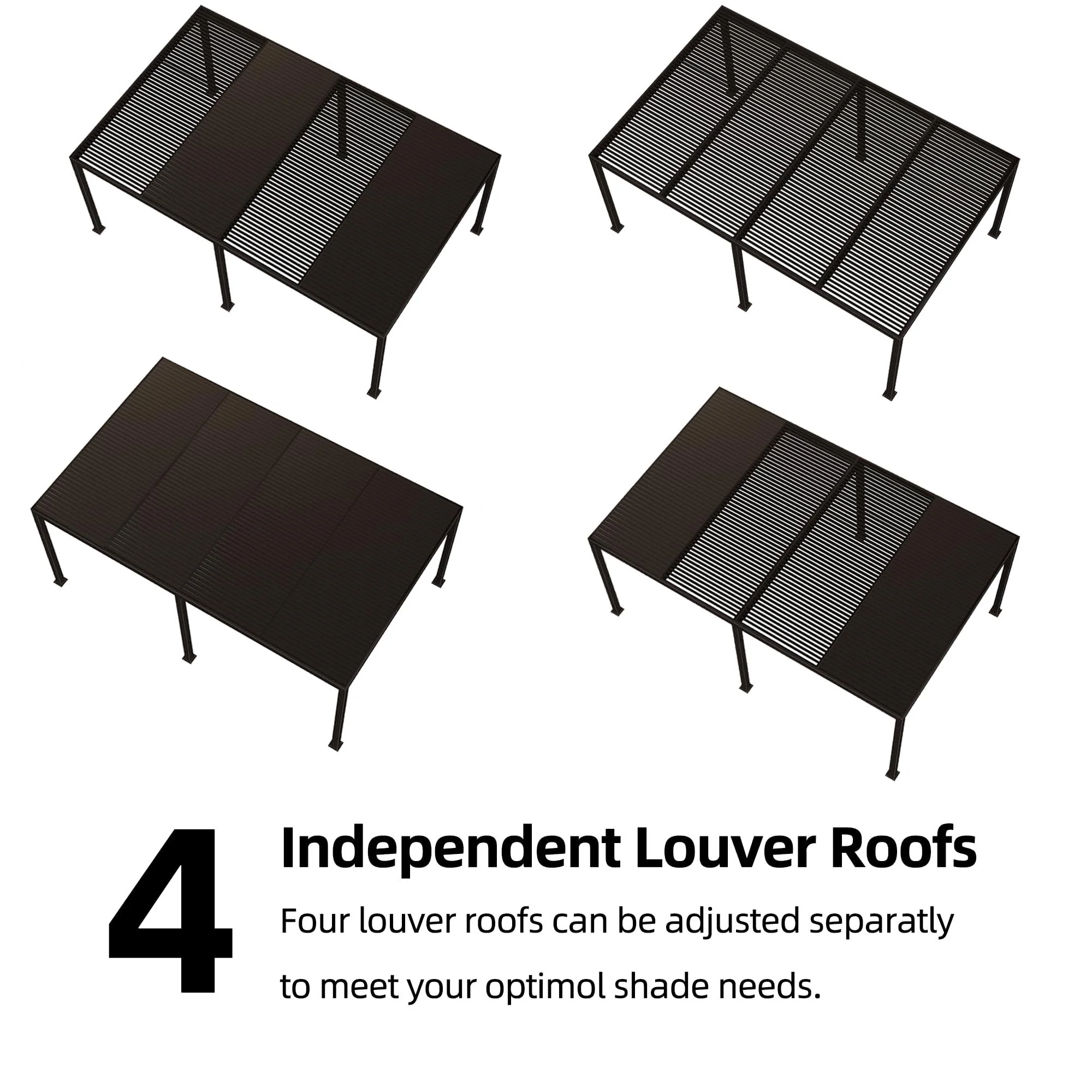 PURPLE LEAF Athena Louvered Pergola Outdoor Aluminum Pergola with Adjustable Roof for Deck Backyard Garden Hardtop Gazebo - Image 36