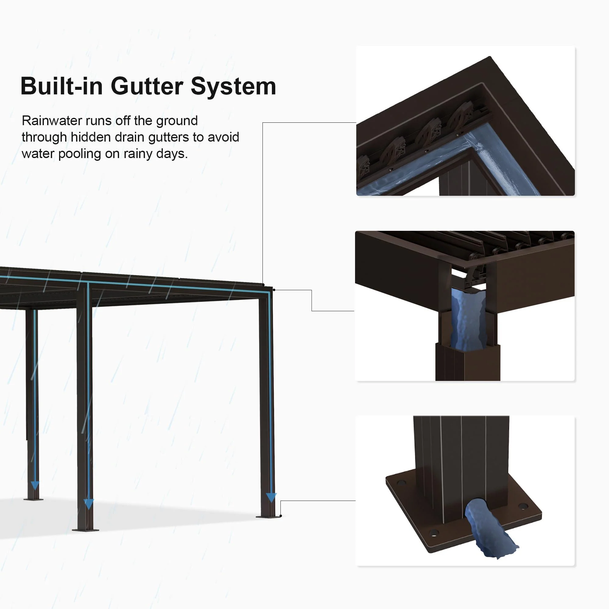 PURPLE LEAF Athena Louvered Pergola Outdoor Aluminum Pergola with Adjustable Roof for Deck Backyard Garden Hardtop Gazebo - Image 39