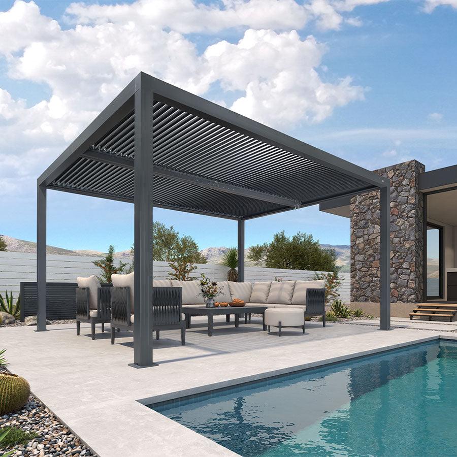 PURPLE LEAF Athena Louvered Pergola Outdoor Aluminum Pergola with Adjustable Roof for Deck Backyard Garden Hardtop Gazebo - Image 57