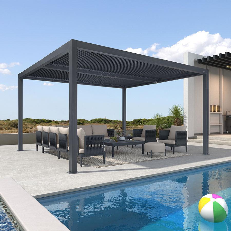 PURPLE LEAF Athena Louvered Pergola Outdoor Aluminum Pergola with Adjustable Roof for Deck Backyard Garden Hardtop Gazebo - Image 60