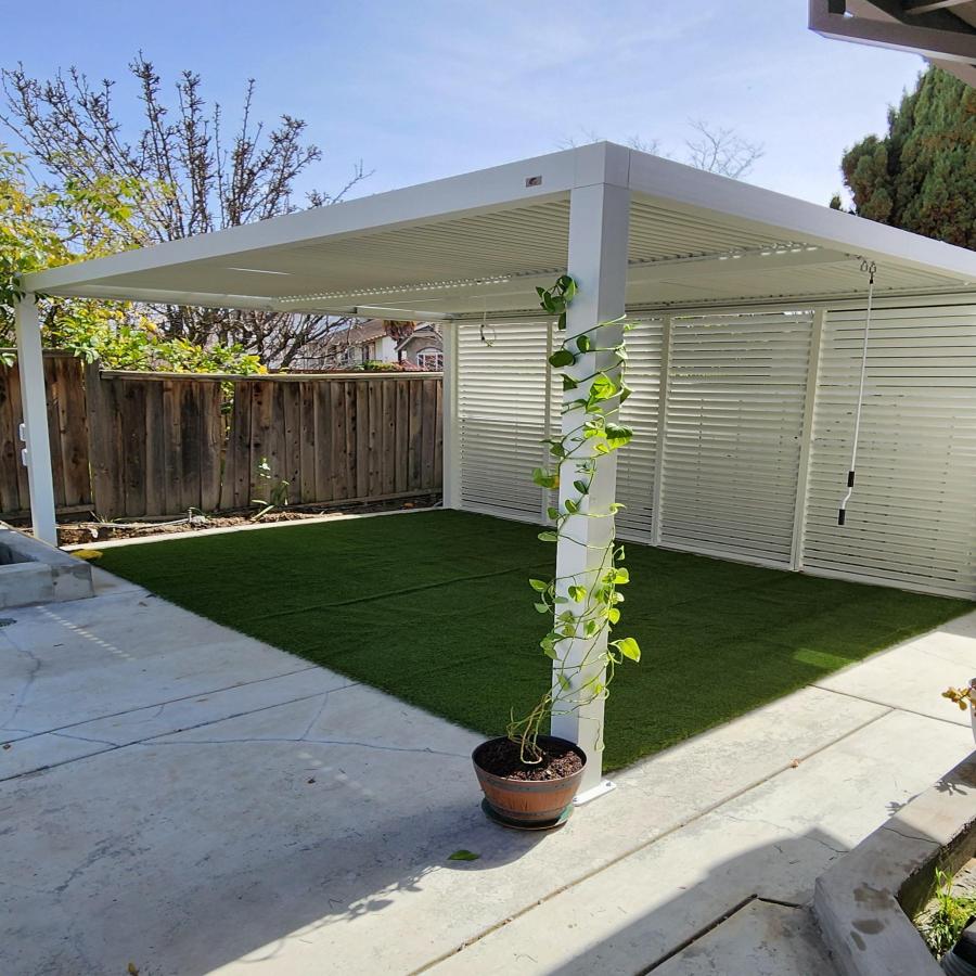 PURPLE LEAF Athena Louvered Pergola white Outdoor Aluminum Pergola with Shutter Wall Adjustable Gazebo Rainproof for Patio Deck Garden - Image 106