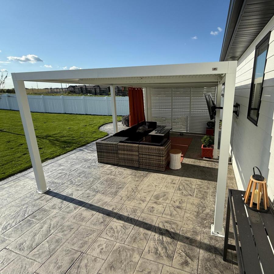 PURPLE LEAF Athena Louvered Pergola white Outdoor Aluminum Pergola with Shutter Wall Adjustable Gazebo Rainproof for Patio Deck Garden - Image 107