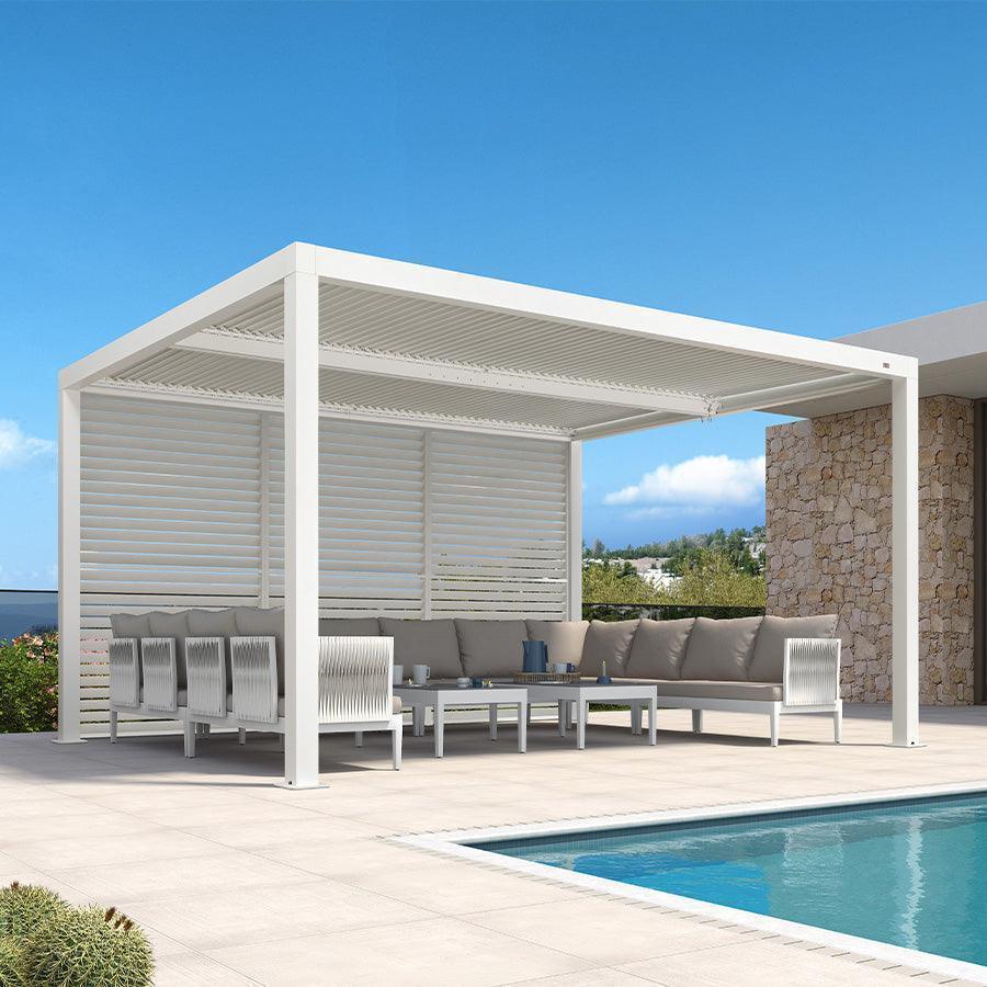 PURPLE LEAF Athena Louvered Pergola white Outdoor Aluminum Pergola with Shutter Wall Adjustable Gazebo Rainproof for Patio Deck Garden - Image 12