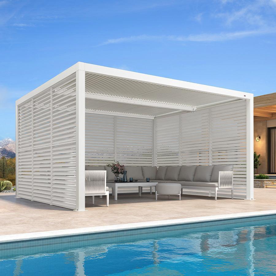 PURPLE LEAF Athena Louvered Pergola white Outdoor Aluminum Pergola with Shutter Wall Adjustable Gazebo Rainproof for Patio Deck Garden - Image 18