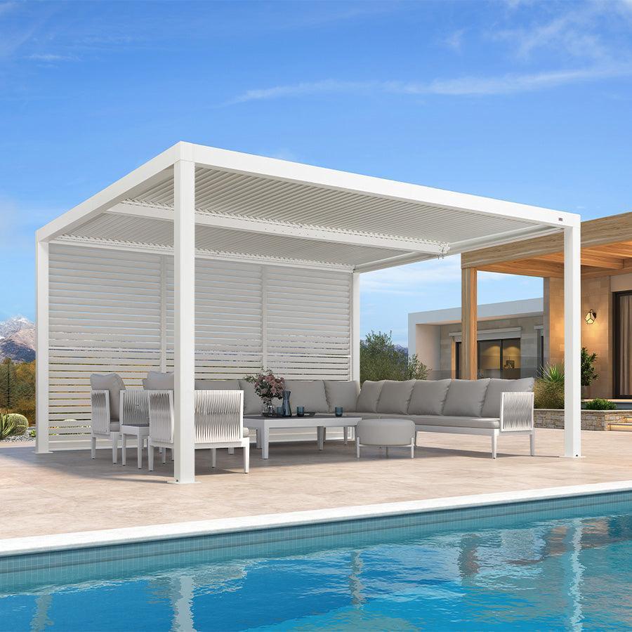 PURPLE LEAF Athena Louvered Pergola white Outdoor Aluminum Pergola with Shutter Wall Adjustable Gazebo Rainproof for Patio Deck Garden - Image 19