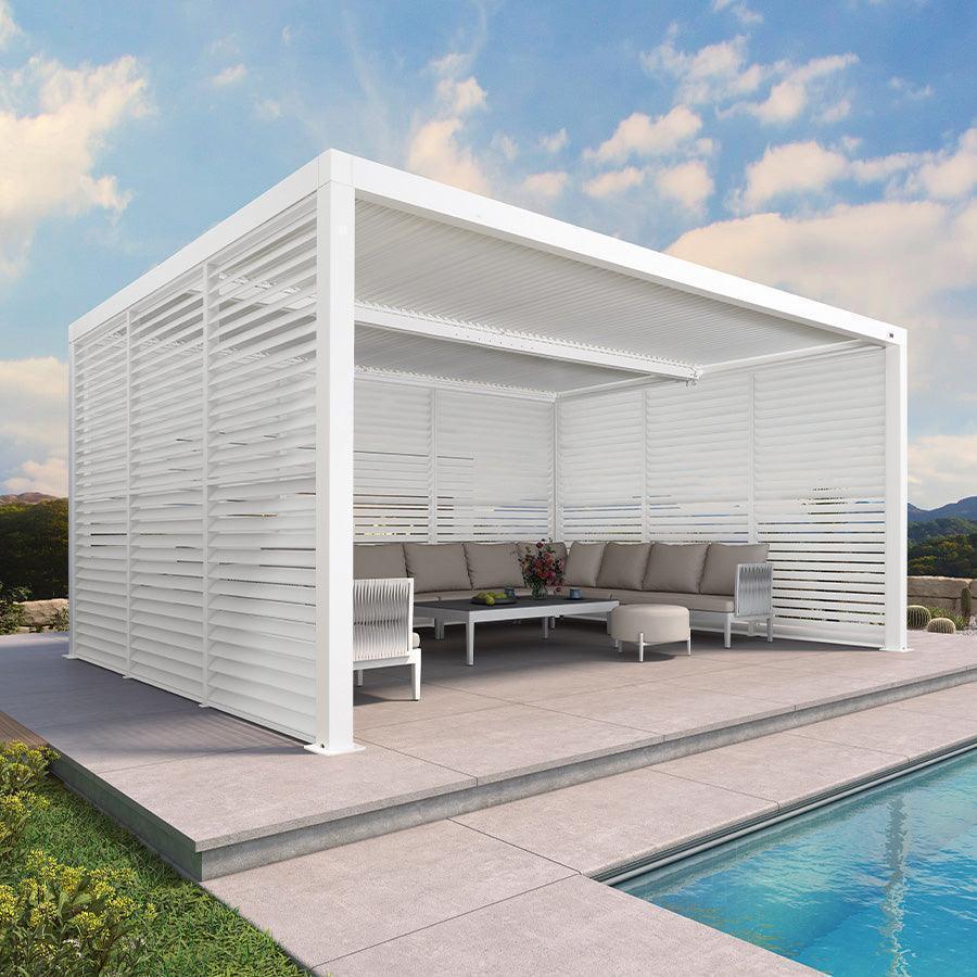 PURPLE LEAF Athena Louvered Pergola white Outdoor Aluminum Pergola with Shutter Wall Adjustable Gazebo Rainproof for Patio Deck Garden - Image 22