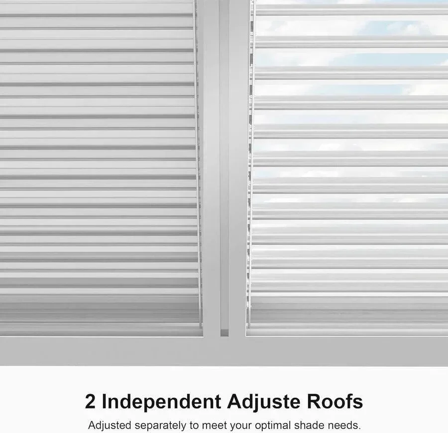 PURPLE LEAF Athena Louvered Pergola white Outdoor Aluminum Pergola with Shutter Wall Adjustable Gazebo Rainproof for Patio Deck Garden - Image 31
