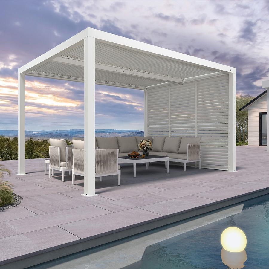 PURPLE LEAF Athena Louvered Pergola white Outdoor Aluminum Pergola with Shutter Wall Adjustable Gazebo Rainproof for Patio Deck Garden - Image 33