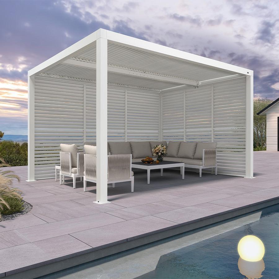 PURPLE LEAF Athena Louvered Pergola white Outdoor Aluminum Pergola with Shutter Wall Adjustable Gazebo Rainproof for Patio Deck Garden - Image 37