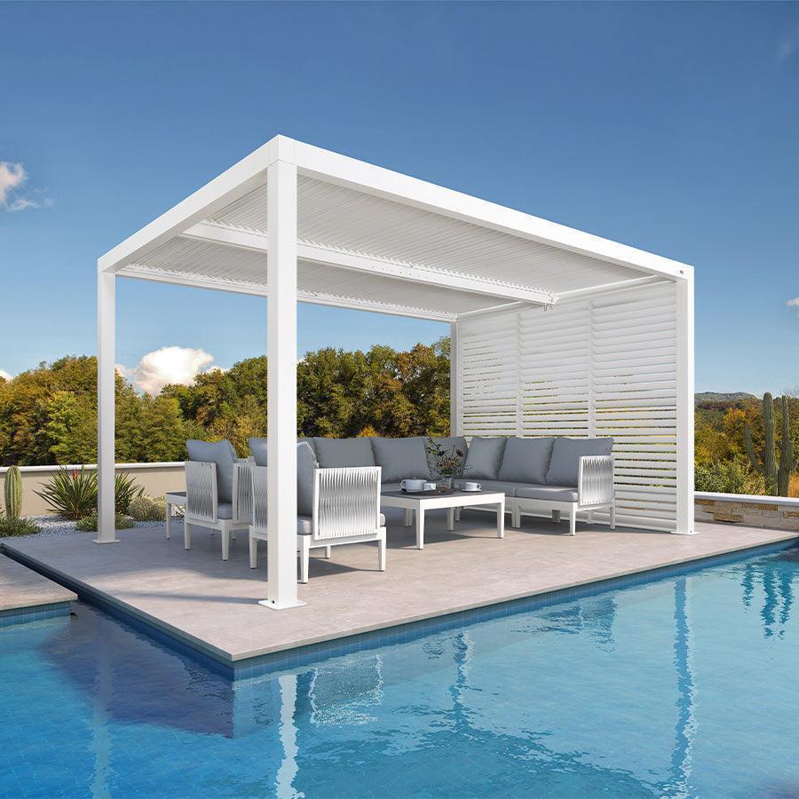 PURPLE LEAF Athena Louvered Pergola white Outdoor Aluminum Pergola with Shutter Wall Adjustable Gazebo Rainproof for Patio Deck Garden - Image 41