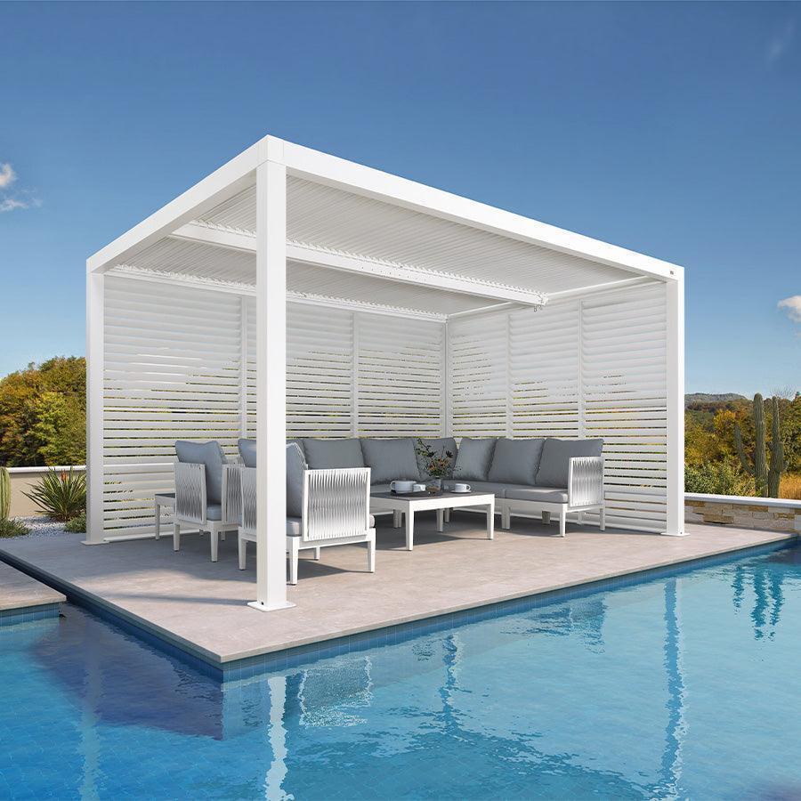 PURPLE LEAF Athena Louvered Pergola white Outdoor Aluminum Pergola with Shutter Wall Adjustable Gazebo Rainproof for Patio Deck Garden - Image 42