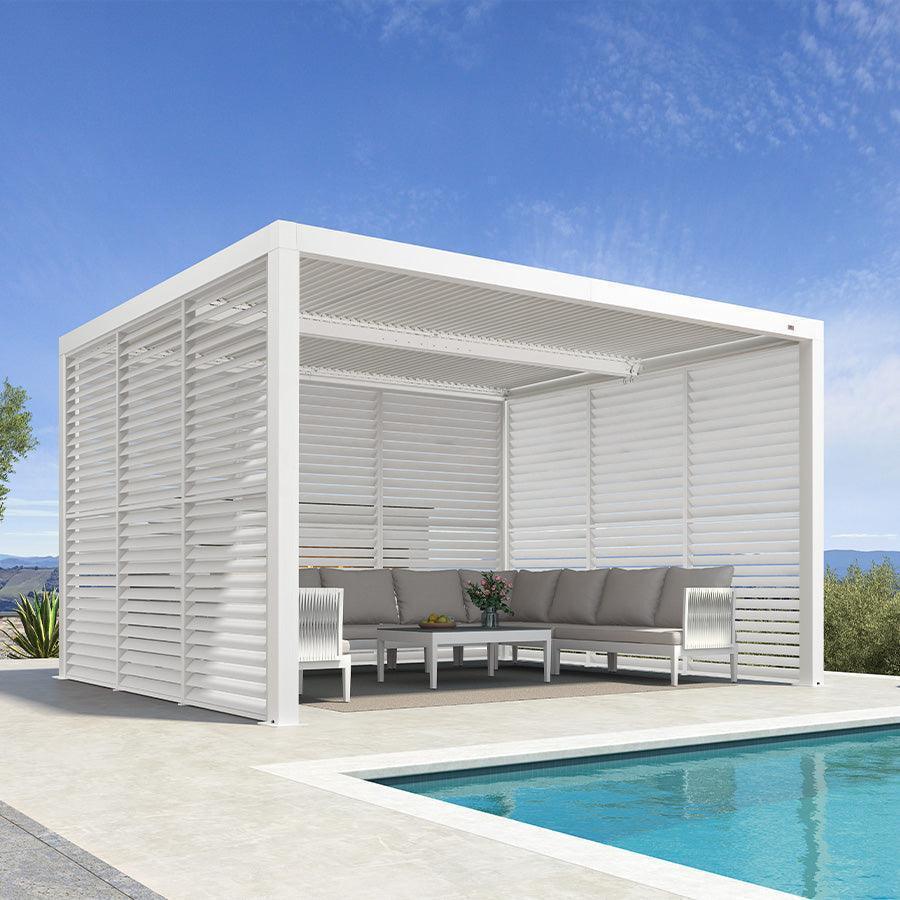 PURPLE LEAF Athena Louvered Pergola white Outdoor Aluminum Pergola with Shutter Wall Adjustable Gazebo Rainproof for Patio Deck Garden - Image 47