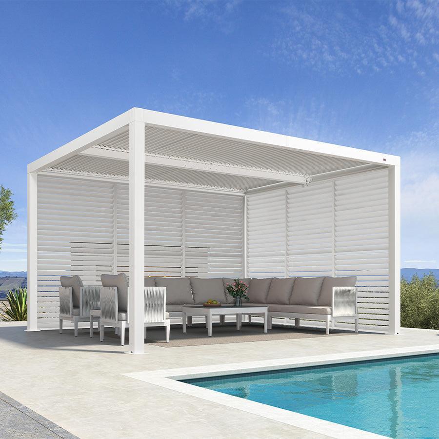 PURPLE LEAF Athena Louvered Pergola white Outdoor Aluminum Pergola with Shutter Wall Adjustable Gazebo Rainproof for Patio Deck Garden - Image 49