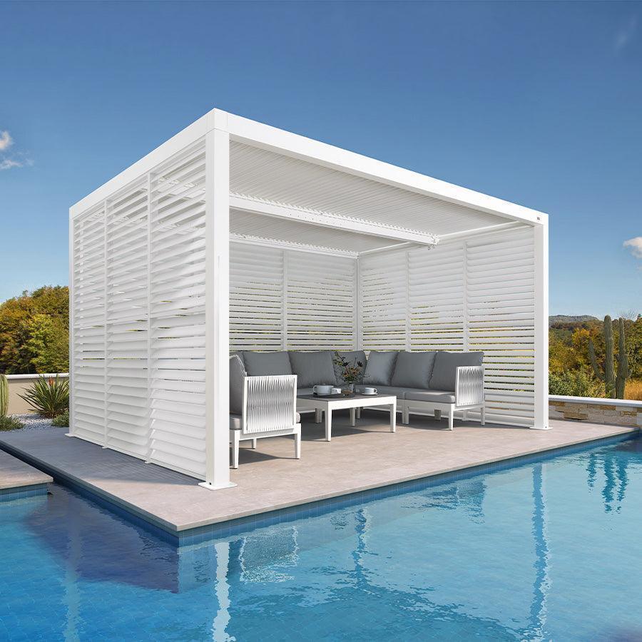 PURPLE LEAF Athena Louvered Pergola white Outdoor Aluminum Pergola with Shutter Wall Adjustable Gazebo Rainproof for Patio Deck Garden - Image 5