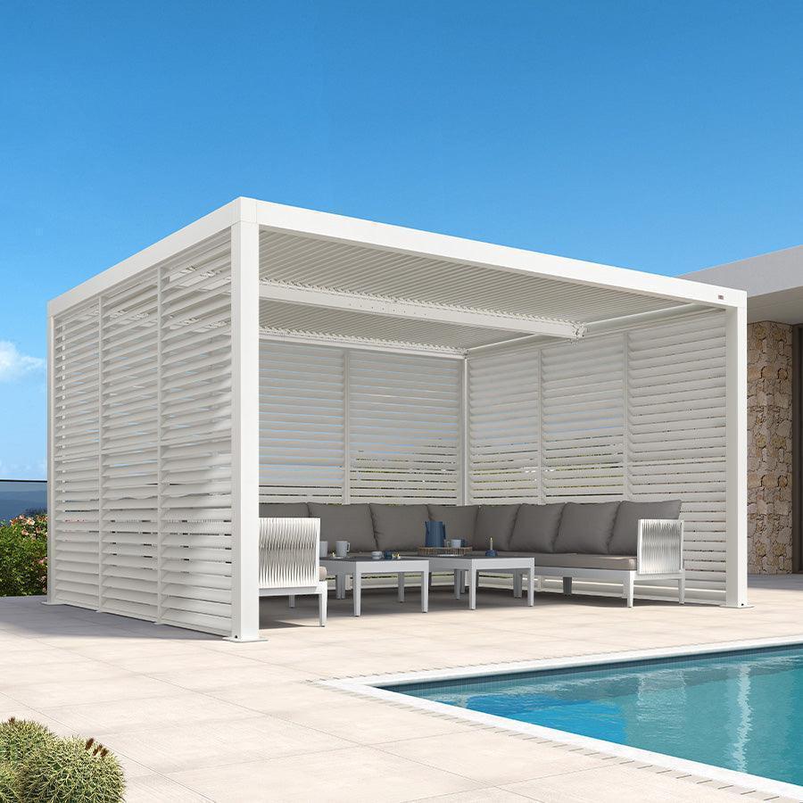 PURPLE LEAF Athena Louvered Pergola white Outdoor Aluminum Pergola with Shutter Wall Adjustable Gazebo Rainproof for Patio Deck Garden - Image 51