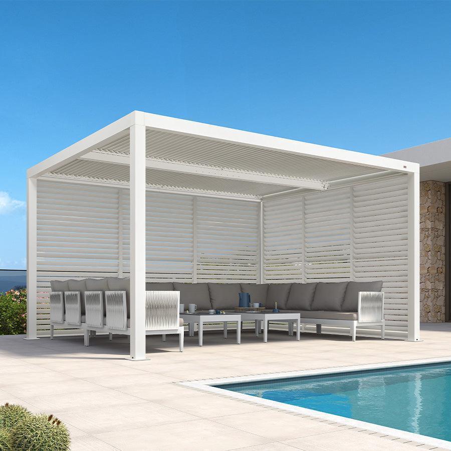 PURPLE LEAF Athena Louvered Pergola white Outdoor Aluminum Pergola with Shutter Wall Adjustable Gazebo Rainproof for Patio Deck Garden - Image 52