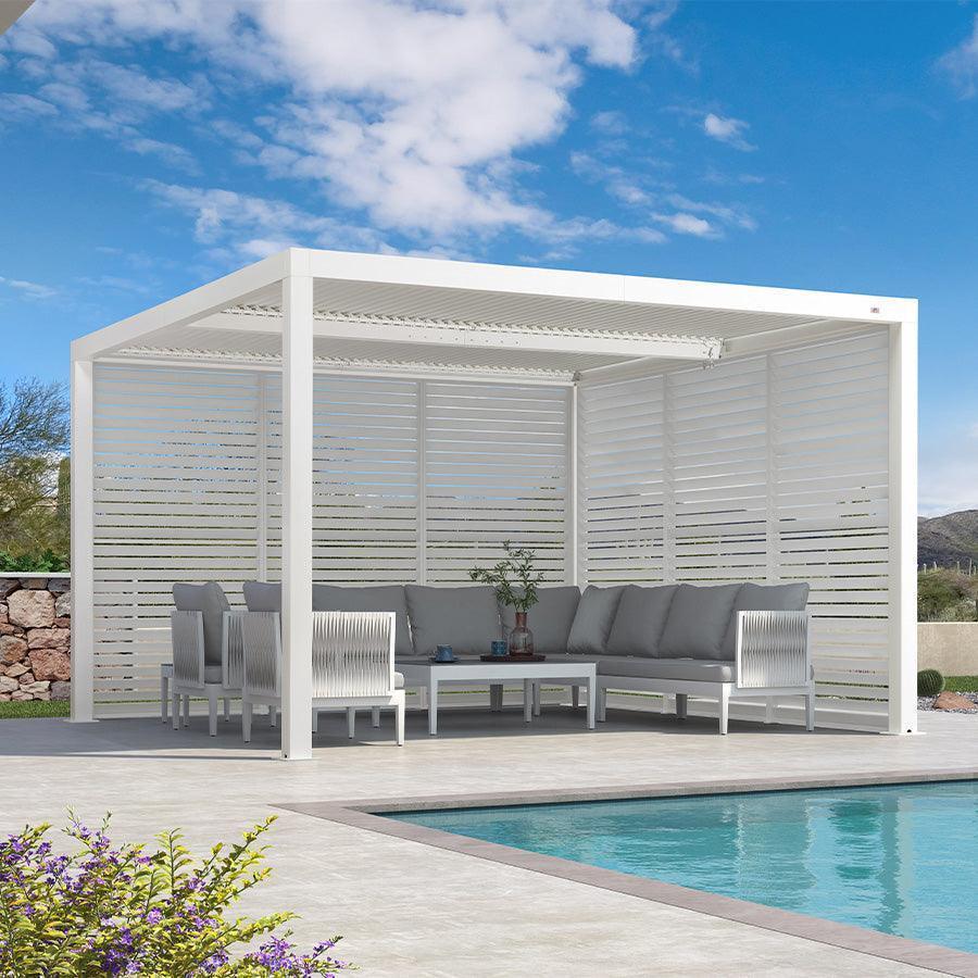 PURPLE LEAF Athena Louvered Pergola white Outdoor Aluminum Pergola with Shutter Wall Adjustable Gazebo Rainproof for Patio Deck Garden - Image 57