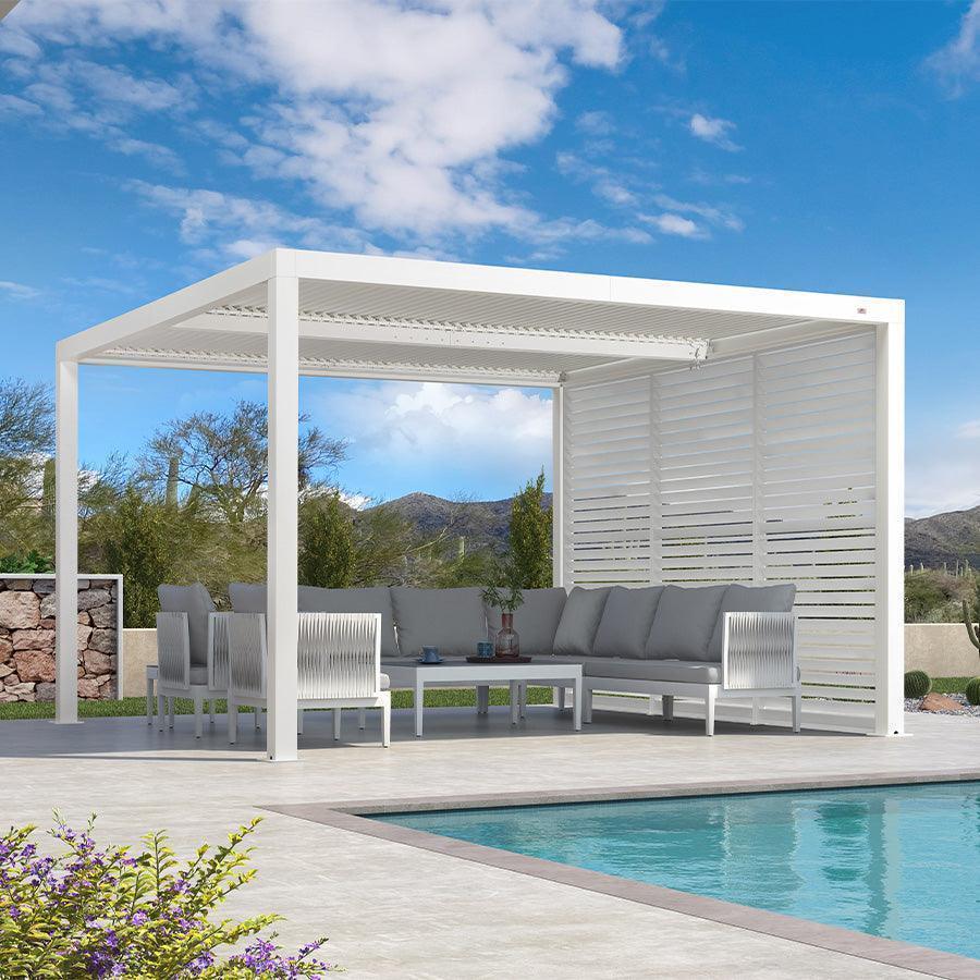 PURPLE LEAF Athena Louvered Pergola white Outdoor Aluminum Pergola with Shutter Wall Adjustable Gazebo Rainproof for Patio Deck Garden - Image 59