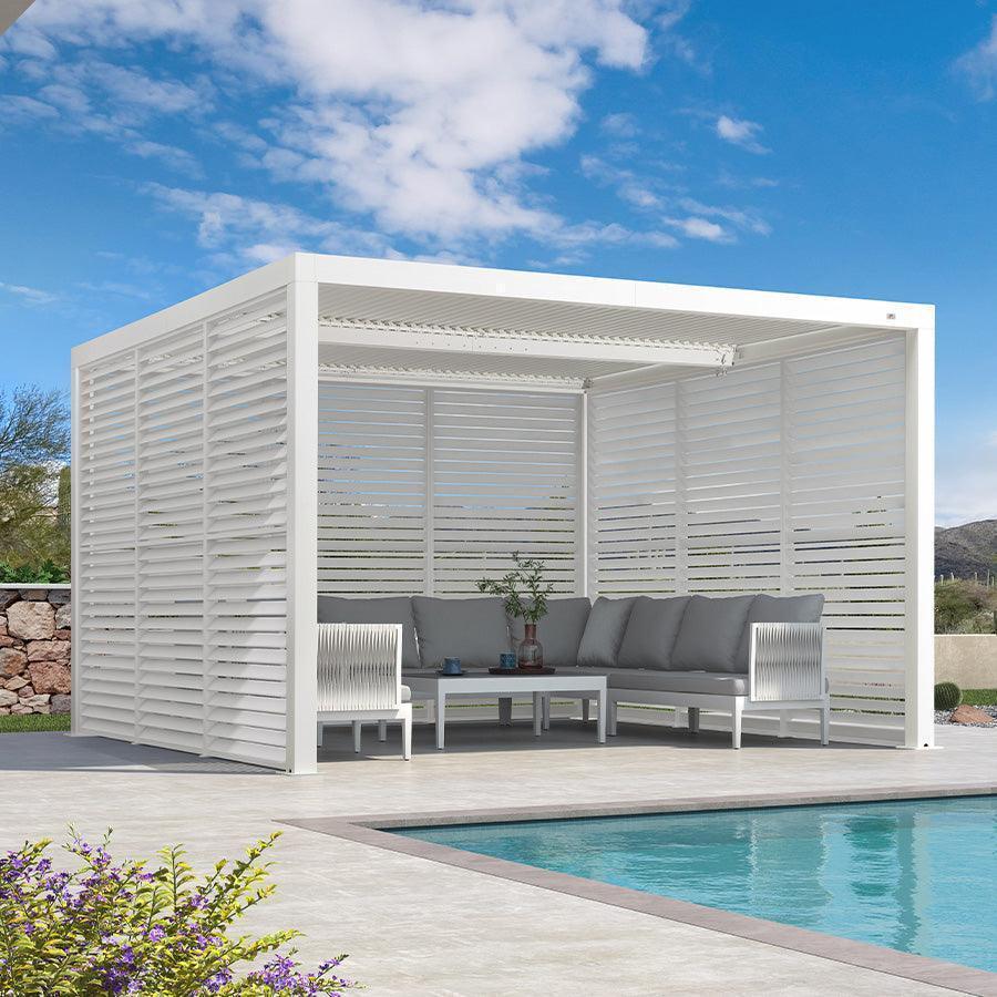 PURPLE LEAF Athena Louvered Pergola white Outdoor Aluminum Pergola with Shutter Wall Adjustable Gazebo Rainproof for Patio Deck Garden - Image 61
