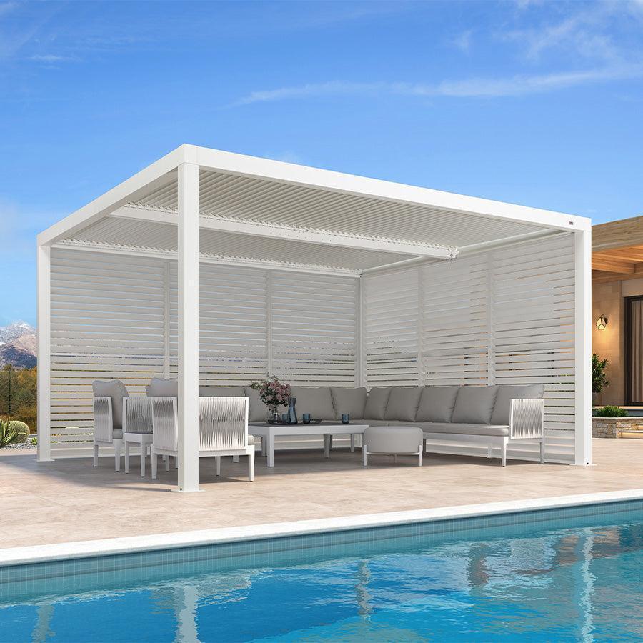 PURPLE LEAF Athena Louvered Pergola white Outdoor Aluminum Pergola with Shutter Wall Adjustable Gazebo Rainproof for Patio Deck Garden - Image 65