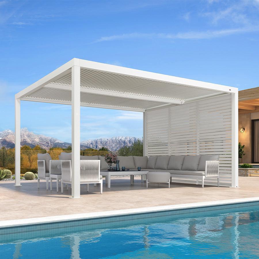 PURPLE LEAF Athena Louvered Pergola white Outdoor Aluminum Pergola with Shutter Wall Adjustable Gazebo Rainproof for Patio Deck Garden - Image 67