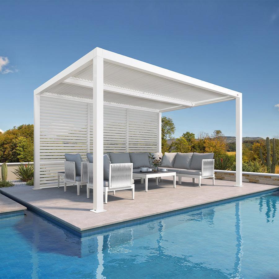 PURPLE LEAF Athena Louvered Pergola white Outdoor Aluminum Pergola with Shutter Wall Adjustable Gazebo Rainproof for Patio Deck Garden - Image 7