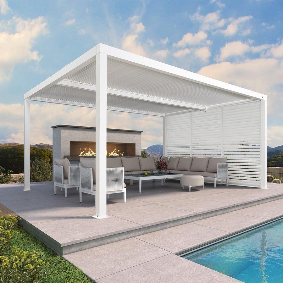 PURPLE LEAF Athena Louvered Pergola white Outdoor Aluminum Pergola with Shutter Wall Adjustable Gazebo Rainproof for Patio Deck Garden - Image 71