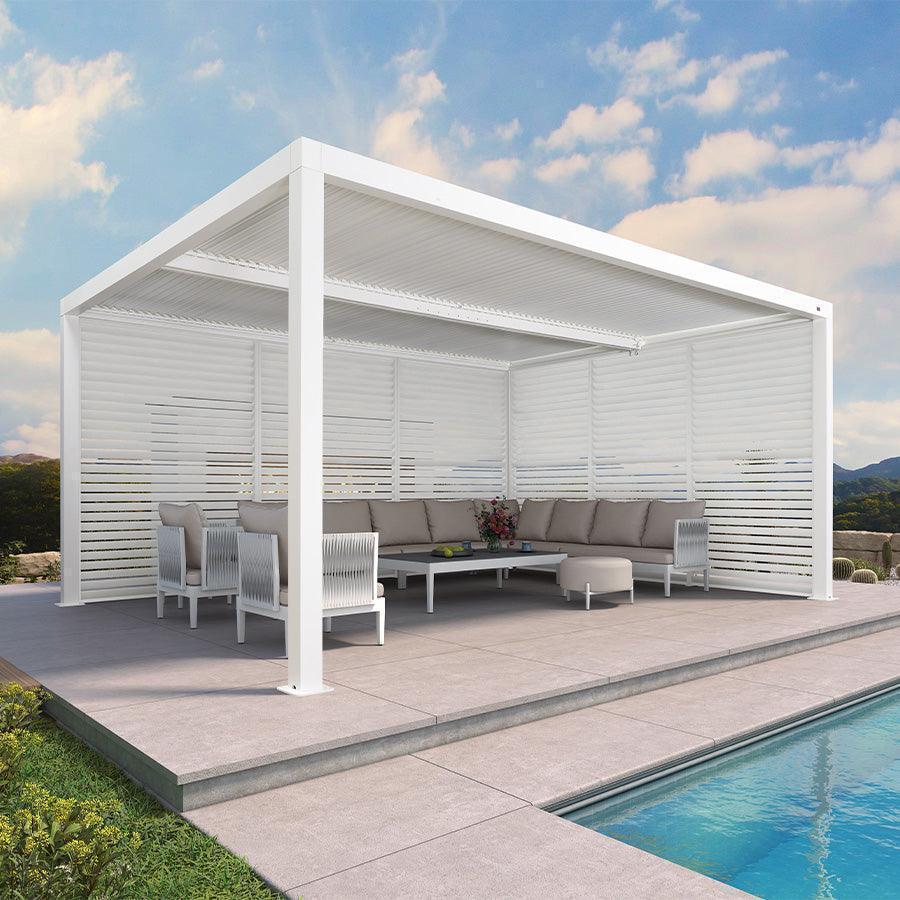 PURPLE LEAF Athena Louvered Pergola white Outdoor Aluminum Pergola with Shutter Wall Adjustable Gazebo Rainproof for Patio Deck Garden - Image 73