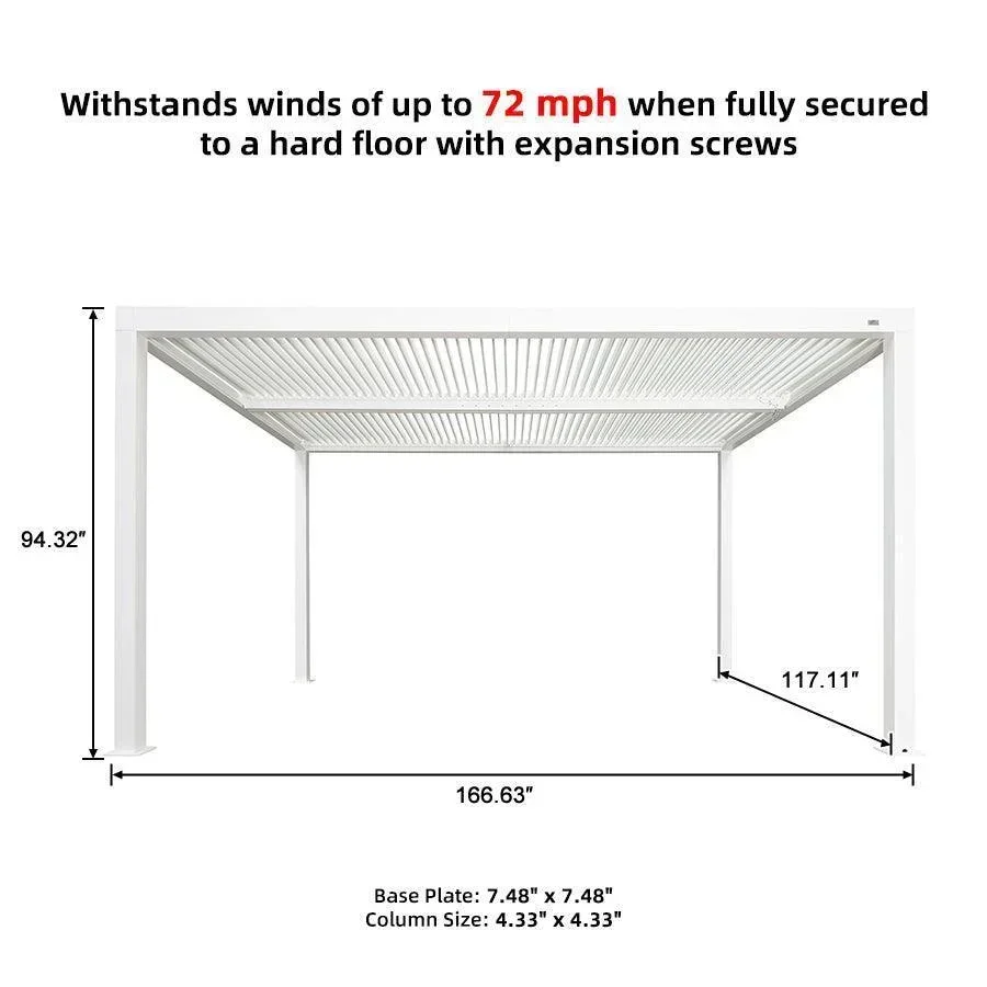 PURPLE LEAF Athena Louvered Pergola white Outdoor Aluminum Pergola with Shutter Wall Adjustable Gazebo Rainproof for Patio Deck Garden - Image 86