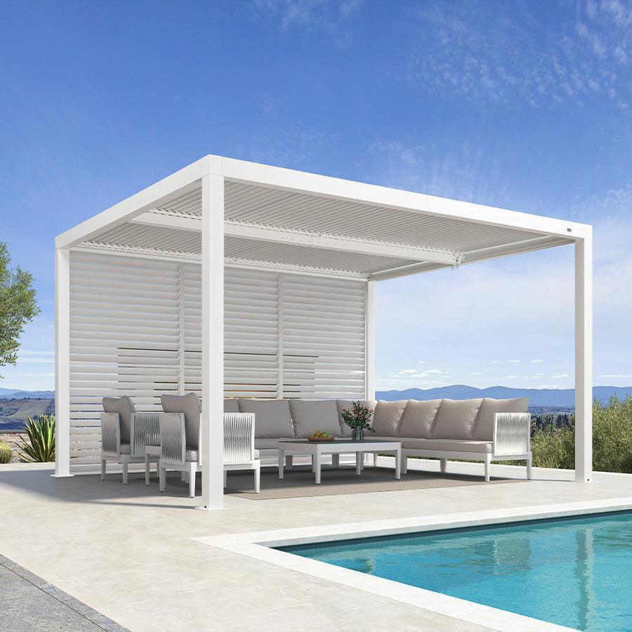 PURPLE LEAF Athena Louvered Pergola white Outdoor Aluminum Pergola with Shutter Wall Adjustable Gazebo Rainproof for Patio Deck Garden - Image 9