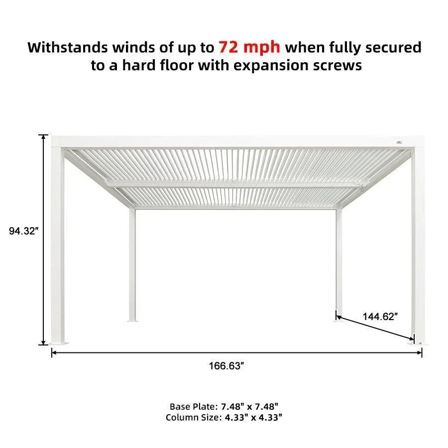 PURPLE LEAF Athena Louvered Pergola white Outdoor Aluminum Pergola with Shutter Wall Adjustable Gazebo Rainproof for Patio Deck Garden - Image 90