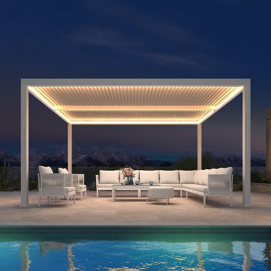 PURPLE LEAF Athena Louvered Pergola White Outdoor Aluminum Pergola with Strip Lights Adjustable Gazebo for Patio Deck Garden - Image 12