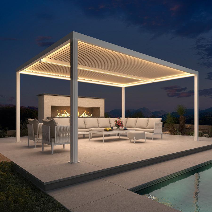 PURPLE LEAF Athena Louvered Pergola White Outdoor Aluminum Pergola with Strip Lights Adjustable Gazebo for Patio Deck Garden - Image 14