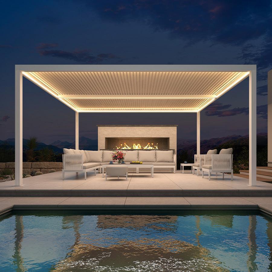 PURPLE LEAF Athena Louvered Pergola White Outdoor Aluminum Pergola with Strip Lights Adjustable Gazebo for Patio Deck Garden - Image 15