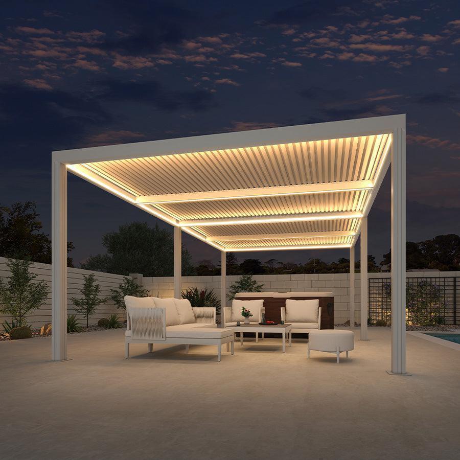 PURPLE LEAF Athena Louvered Pergola White Outdoor Aluminum Pergola with Strip Lights Adjustable Gazebo for Patio Deck Garden - Image 16