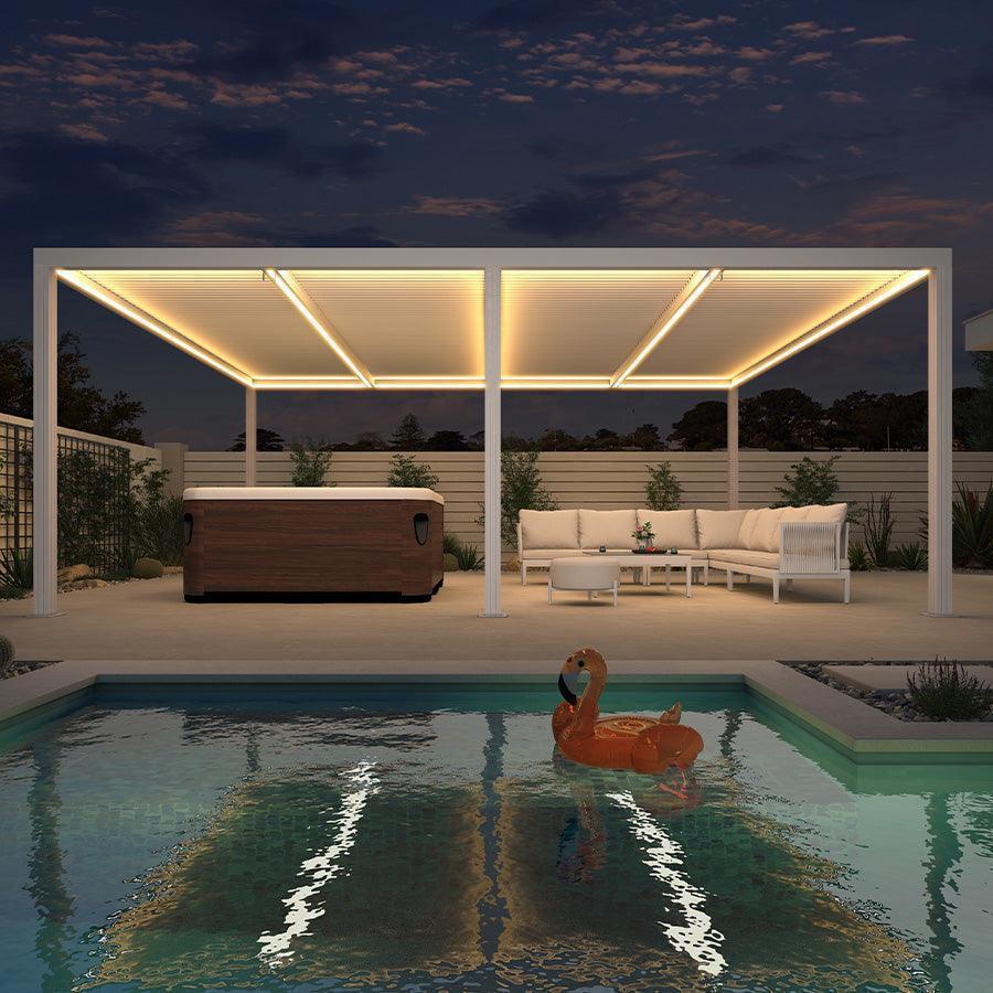 PURPLE LEAF Athena Louvered Pergola White Outdoor Aluminum Pergola with Strip Lights Adjustable Gazebo for Patio Deck Garden - Image 17