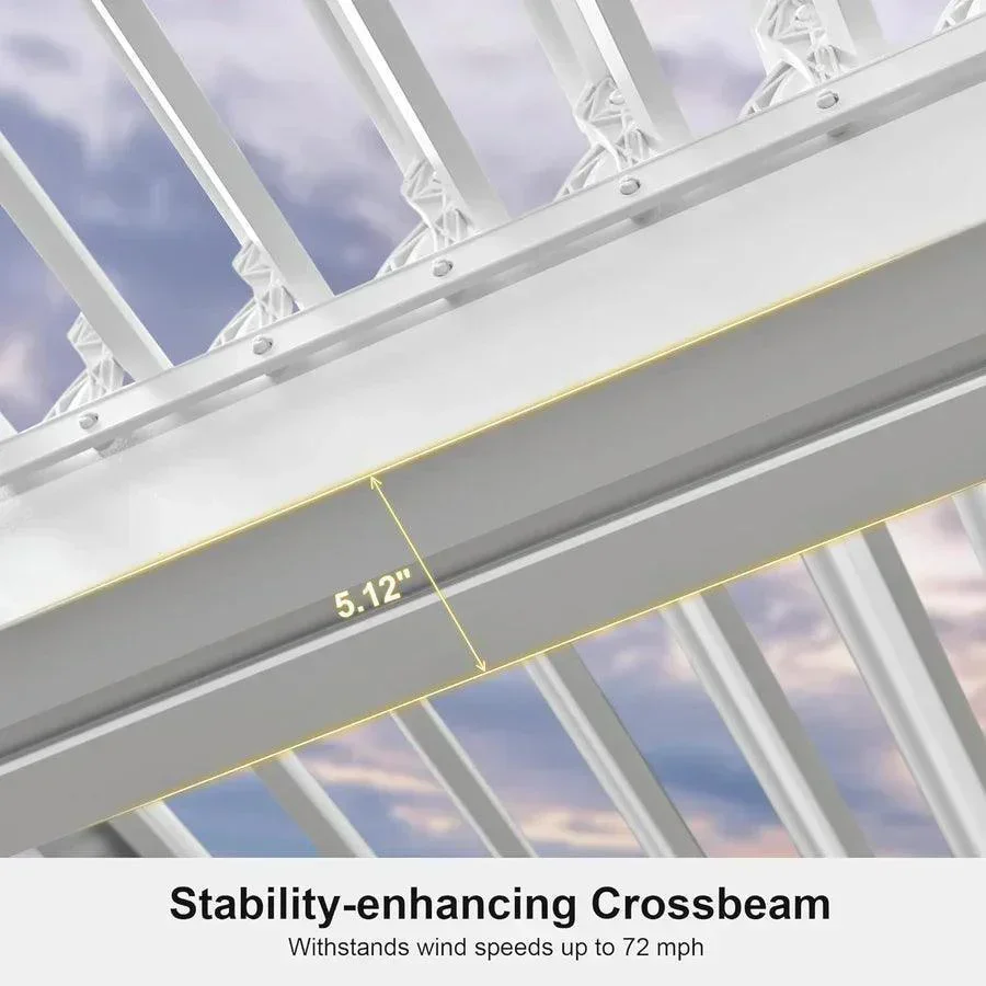 PURPLE LEAF Athena Louvered Pergola White Outdoor Aluminum Pergola with Strip Lights Adjustable Gazebo for Patio Deck Garden - Image 19