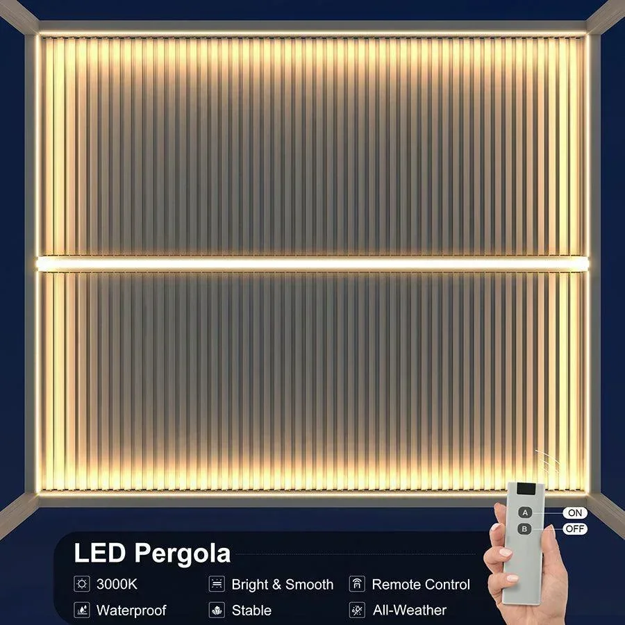 PURPLE LEAF Athena Louvered Pergola White Outdoor Aluminum Pergola with Strip Lights Adjustable Gazebo for Patio Deck Garden - Image 25