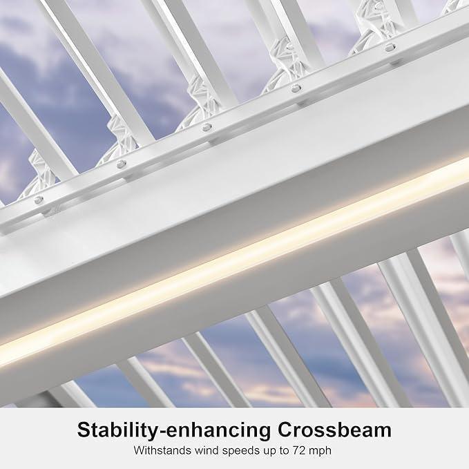 PURPLE LEAF Athena Louvered Pergola White Outdoor Aluminum Pergola with Strip Lights Adjustable Gazebo for Patio Deck Garden - Image 34