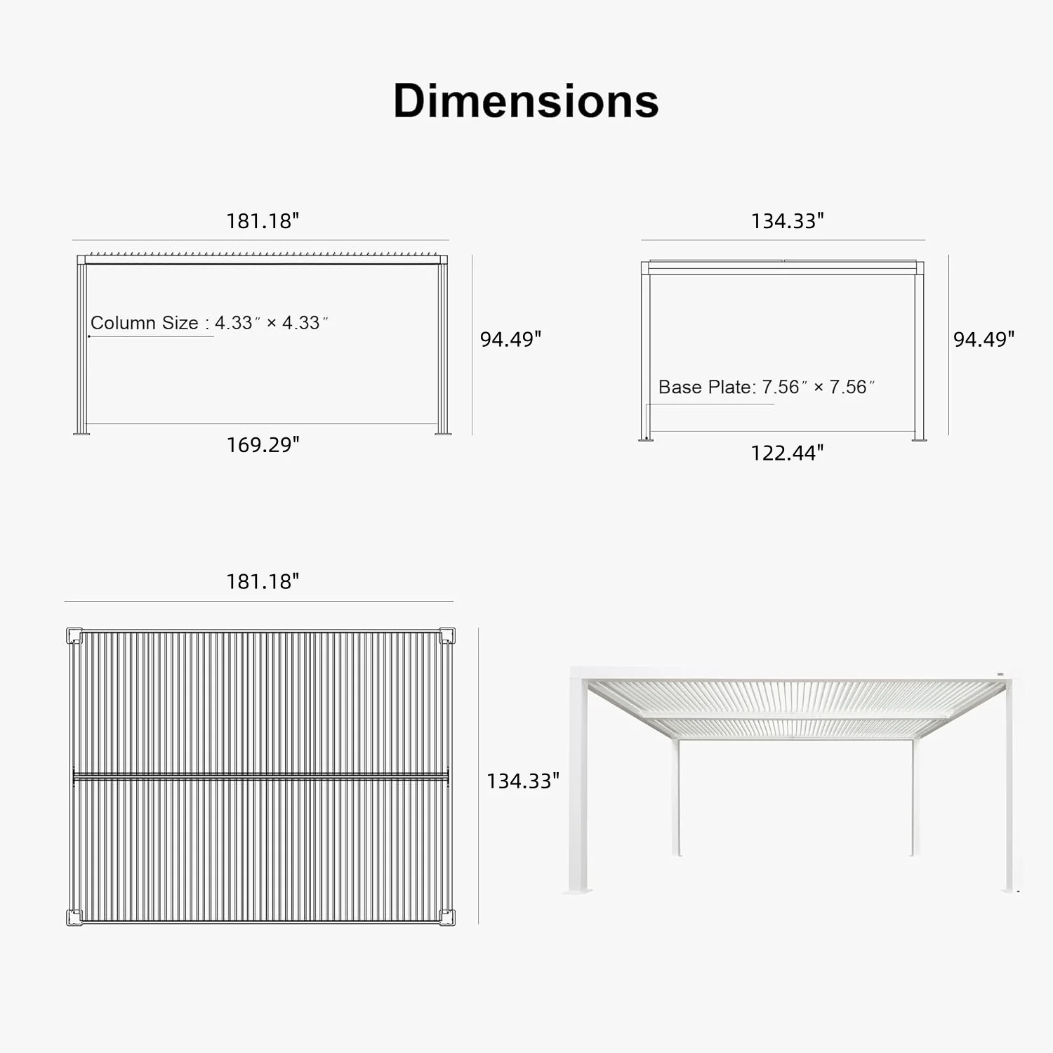 PURPLE LEAF Athena Louvered Pergola White Outdoor Aluminum Pergola with Strip Lights Adjustable Gazebo for Patio Deck Garden - Image 46
