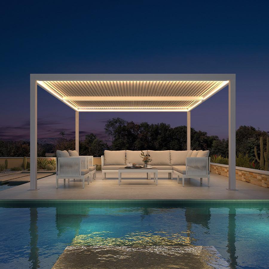 PURPLE LEAF Athena Louvered Pergola White Outdoor Aluminum Pergola with Strip Lights Adjustable Gazebo for Patio Deck Garden - Image 5