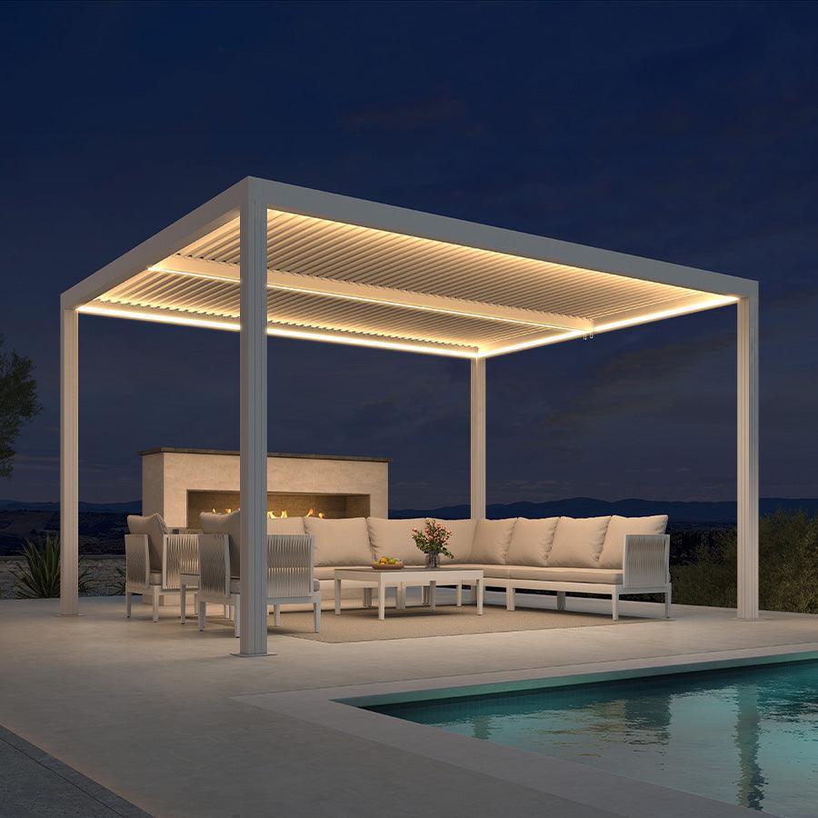 PURPLE LEAF Athena Louvered Pergola White Outdoor Aluminum Pergola with Strip Lights Adjustable Gazebo for Patio Deck Garden - Image 6